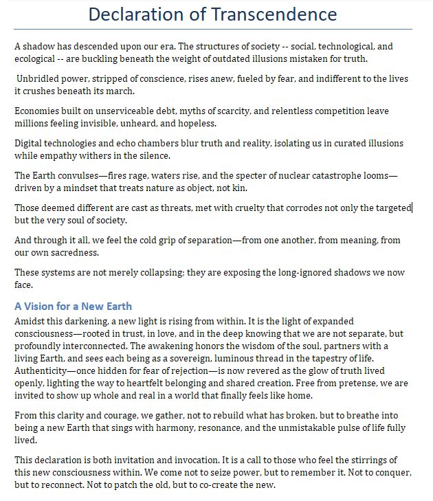 Declaration of Transcendence by Lynne Wainfan